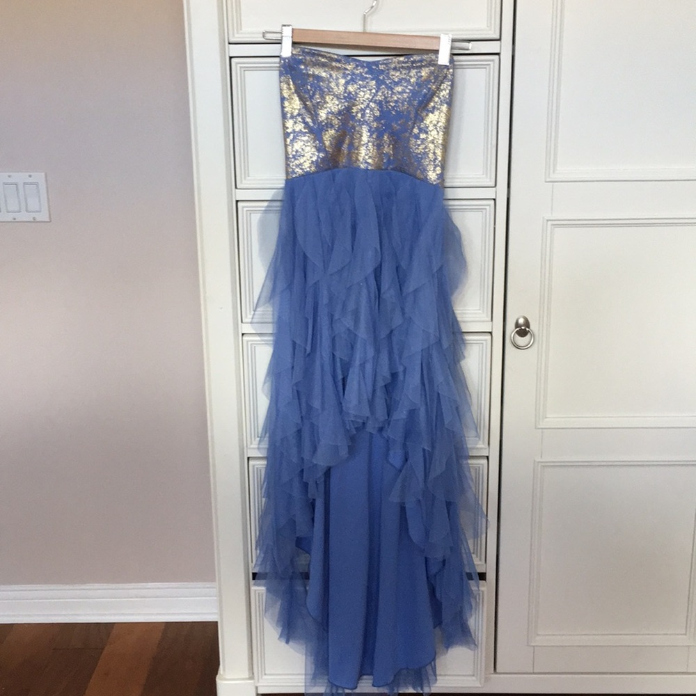 Blue and Gold Hi-low Dress